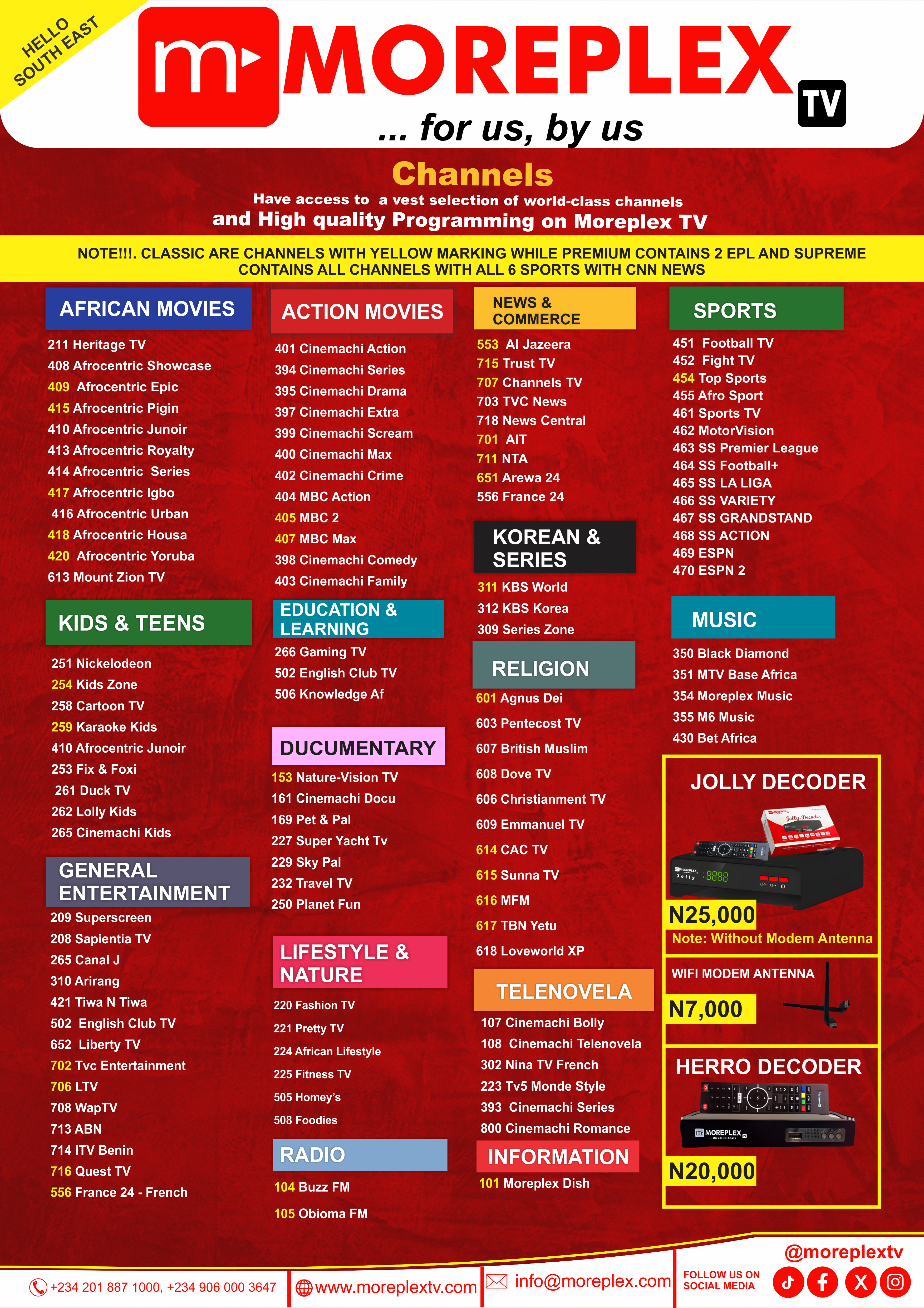 CNN, Supersport All Football leagues & Sports now on MOREPLEX TV